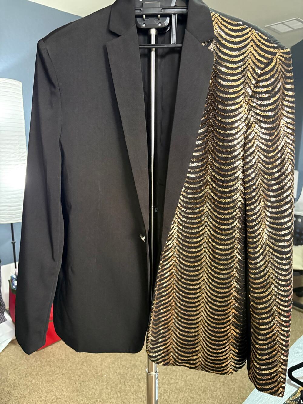 Unisex Sequin Blazer - Formal, Glamorous, Size XL